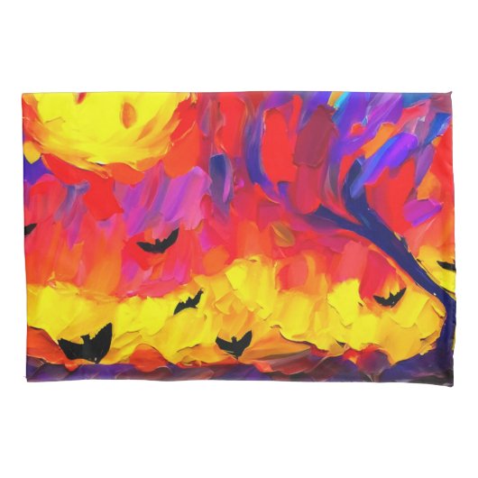 抽象芸術モダンハロウィーンの夜 枕カバー (正面)
