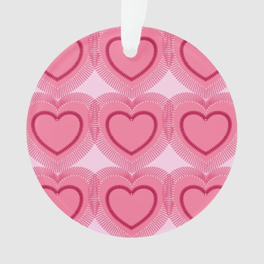 抽象芸術モダンハート – アザレアピンク オーナメント (正面)