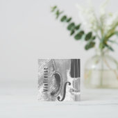 抽象芸術モダンバイオリンQRコード スクエア名刺 (スタンド正面)