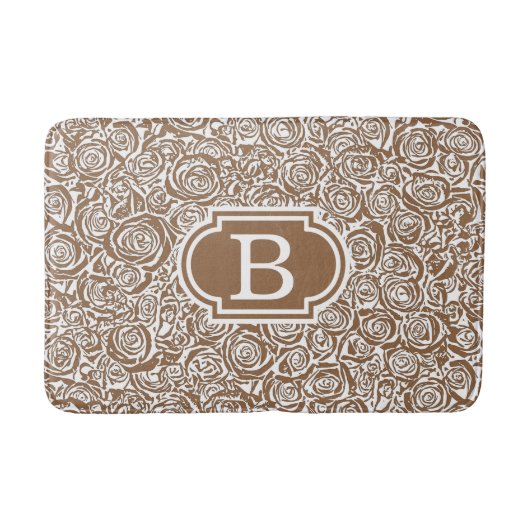 抽象芸術モダンバラパターン、トウプタンおよび白 バスマット (正面)