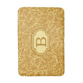 抽象芸術モダンバラパターン、マスタードイエロー バスマット (正面縦)