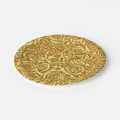 抽象芸術モダンバラパターン、マスタードイエロー ペーパープレート (アングル)