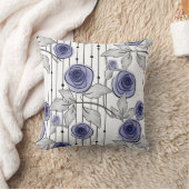 抽象芸術モダンバラ花バイオレット灰色ホワイトbe クッション (ブランケット)