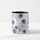 抽象芸術モダンバラ花バイオレット灰色ホワイトbe マグカップ (中央)