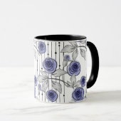 抽象芸術モダンバラ花バイオレット灰色ホワイトbe マグカップ (正面右)