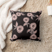 抽象芸術モダンバラ花ピンク赤面黒flo クッション (ブランケット)