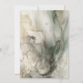 抽象芸術モダンパインターリーセージ結婚グリーン セーブザデート (裏面)