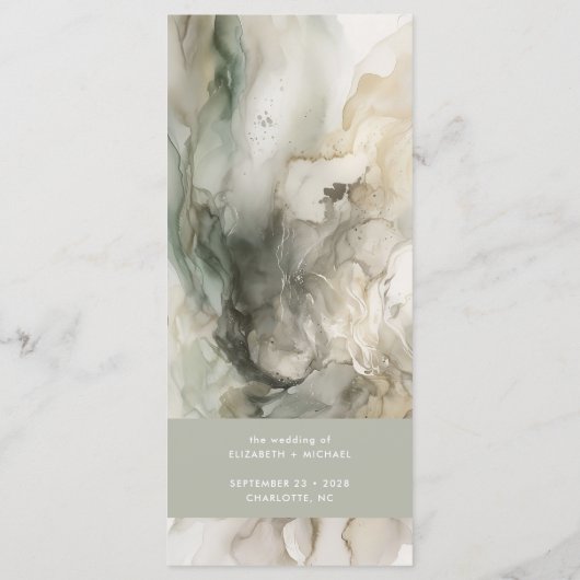 抽象芸術モダンパインターリーセージ結婚グリーン メニュー (裏面)