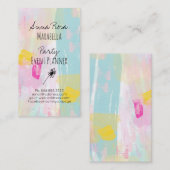 *~*抽象芸術モダンパステルターコイズピンクイエロー 名刺 (正面/裏面)