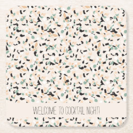 抽象芸術モダンパステルテラゾパターン スクエアペーパーコースター