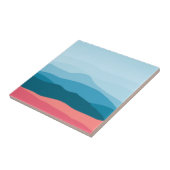 抽象芸術モダンパステルブルーピンクマウンテンズ タイル (側面)