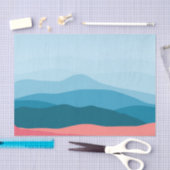 抽象芸術モダンパステルブルーピンクマウンテンズ 薄葉紙 (クラフト)