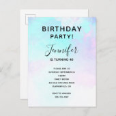 抽象芸術モダンパステルブルー&パープルウォーターカラー インビテーションポストカード (正面/裏面)