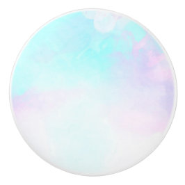 抽象芸術モダンパステルブルー&パープルウォーターカラー セラミックノブ