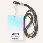 抽象芸術モダンパステルブルー&パープルウォーターカラー バッジ (裏面ランヤード)
