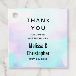 抽象芸術モダンパステルブルー&パープルウォーターカラー フェイバータグ