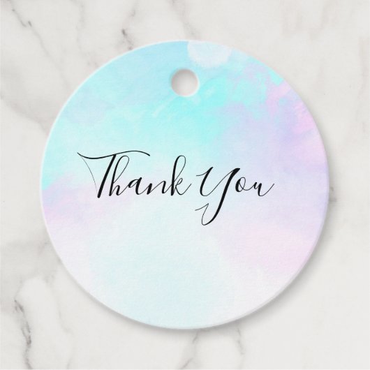 抽象芸術モダンパステルブルー&パープルウォーターカラー フェイバータグ (正面)