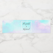 抽象芸術モダンパステルブルー&パープルウォーターカラー ペットボトルラベル (シングルラベル)