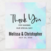 抽象芸術モダンパステルブルー&パープルウォーターカラー ワインラベル (シングルラベル)