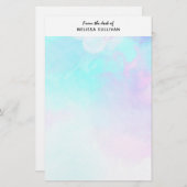 抽象芸術モダンパステルブルー&パープルウォーターカラー 便箋 (正面/裏面)