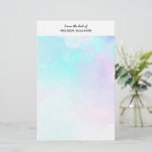 抽象芸術モダンパステルブルー&パープルウォーターカラー 便箋 (スタンド正面)