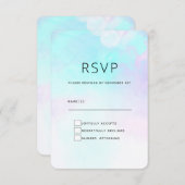 抽象芸術モダンパステルブルー&パープルウォーターカラー 出欠カード (正面/裏面)