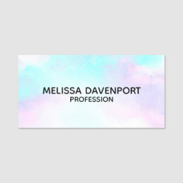 抽象芸術モダンパステルブルー&パープルウォーターカラー 名札
