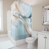 抽象芸術モダンパステルライトブルーと赤面ピンク シャワーカーテン (インサイチュ)