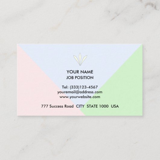 抽象芸術モダンパステル金ゴールドバラブルー&グリーン 名刺 (裏面)