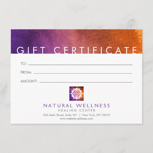 抽象芸術モダンパープルウェルネスギフト券 (正面)