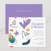 抽象芸術モダンパープルグリーンオレンジの結婚式の招待 (正面/裏面)