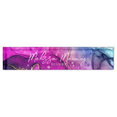 抽象芸術モダンパープルピンク水色名プレート デスクネームプレート (正面)