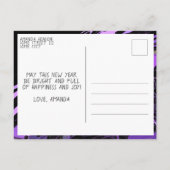 抽象芸術モダンパープルブラックハッピーニューイヤー2022 ポストカード (裏面)