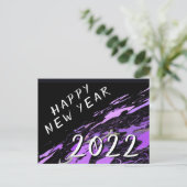抽象芸術モダンパープルブラックハッピーニューイヤー2022 ポストカード (スタンド正面)