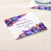 抽象芸術モダンパープルヘイズアルコールイ結婚ンク スクエアペーパーコースター (アングル)