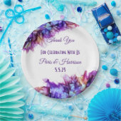 抽象芸術モダンパープルヘイズアルコールイ結婚ンク ペーパープレート (パーティー)