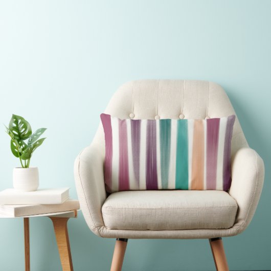 抽象芸術モダンパープルマルサラティール（緑がかった色）ブラシストローク ランバークッション (椅子)