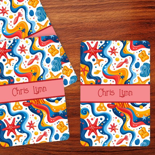 抽象芸術モダンビーチテーマとヒトデ トランプ