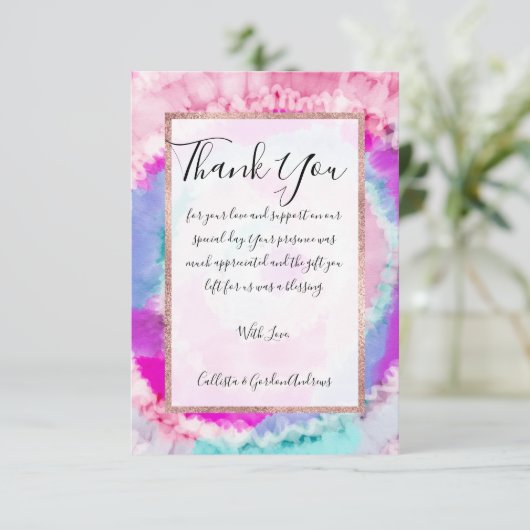 抽象芸術モダンピガーリーックホワイト絞り染め絵を描 サンキューカード (スタンド正面)