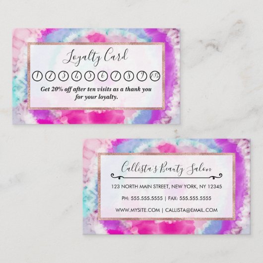 抽象芸術モダンピガーリーックホワイト絞り染め絵を描 ロイヤリティカード (正面/裏面)