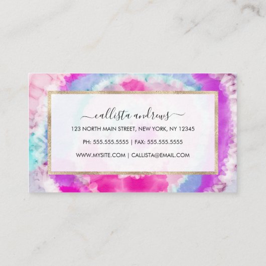 抽象芸術モダンピガーリーックホワイト絞り染め絵を描 名刺 (裏面)