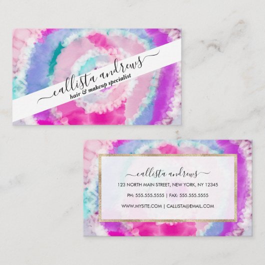 抽象芸術モダンピガーリーックホワイト絞り染め絵を描 名刺 (正面/裏面)