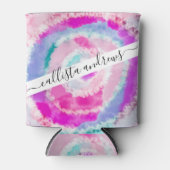 抽象芸術モダンピガーリーックホワイト絞り染め絵を描 缶クーラー (正面)