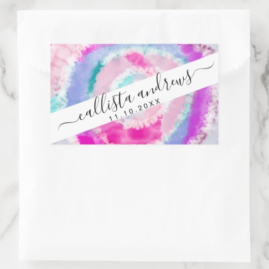 抽象芸術モダンピガーリーックホワイト絞り染め絵を描 長方形シール (バッグ)