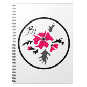 抽象芸術モダンピンクのフラワー葉グレイプリントwhit ノートブック (正面)