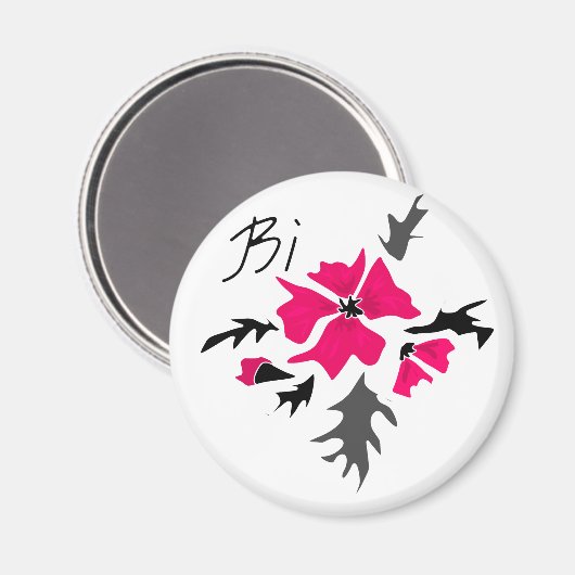 抽象芸術モダンピンクのフラワー葉グレイプリントwhit マグネット (正面/裏面)