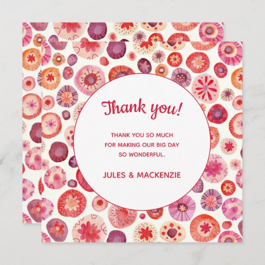 抽象芸術モダンピンクの水彩色ありがとう (正面/裏面)