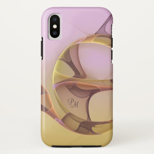 抽象芸術モダンピンクゴールデンフラクタルアートモノグラム Case-Mate iPhoneケース (裏面)