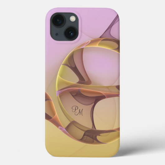 抽象芸術モダンピンクゴールデンフラクタルアートモノグラム Case-Mate iPhoneケース (裏面)