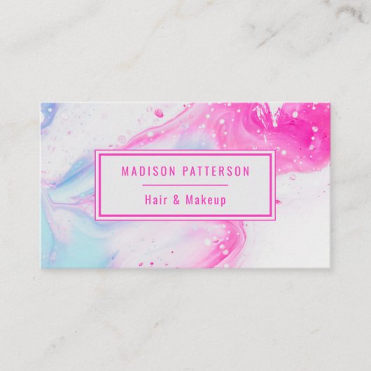 抽象芸術モダンピンクシックトレンディーカワイプロフェッショナル 名刺 (正面)
